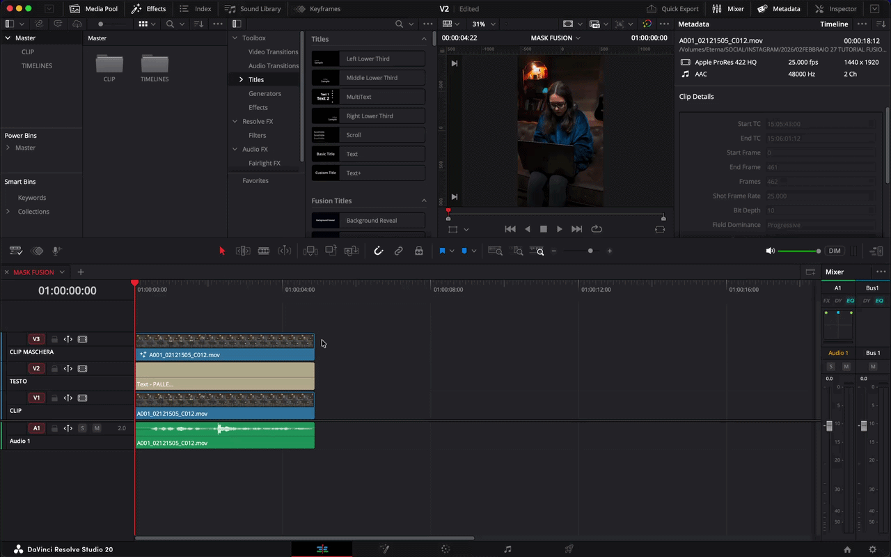 Apri Fusion e aggiungi Magic Mask